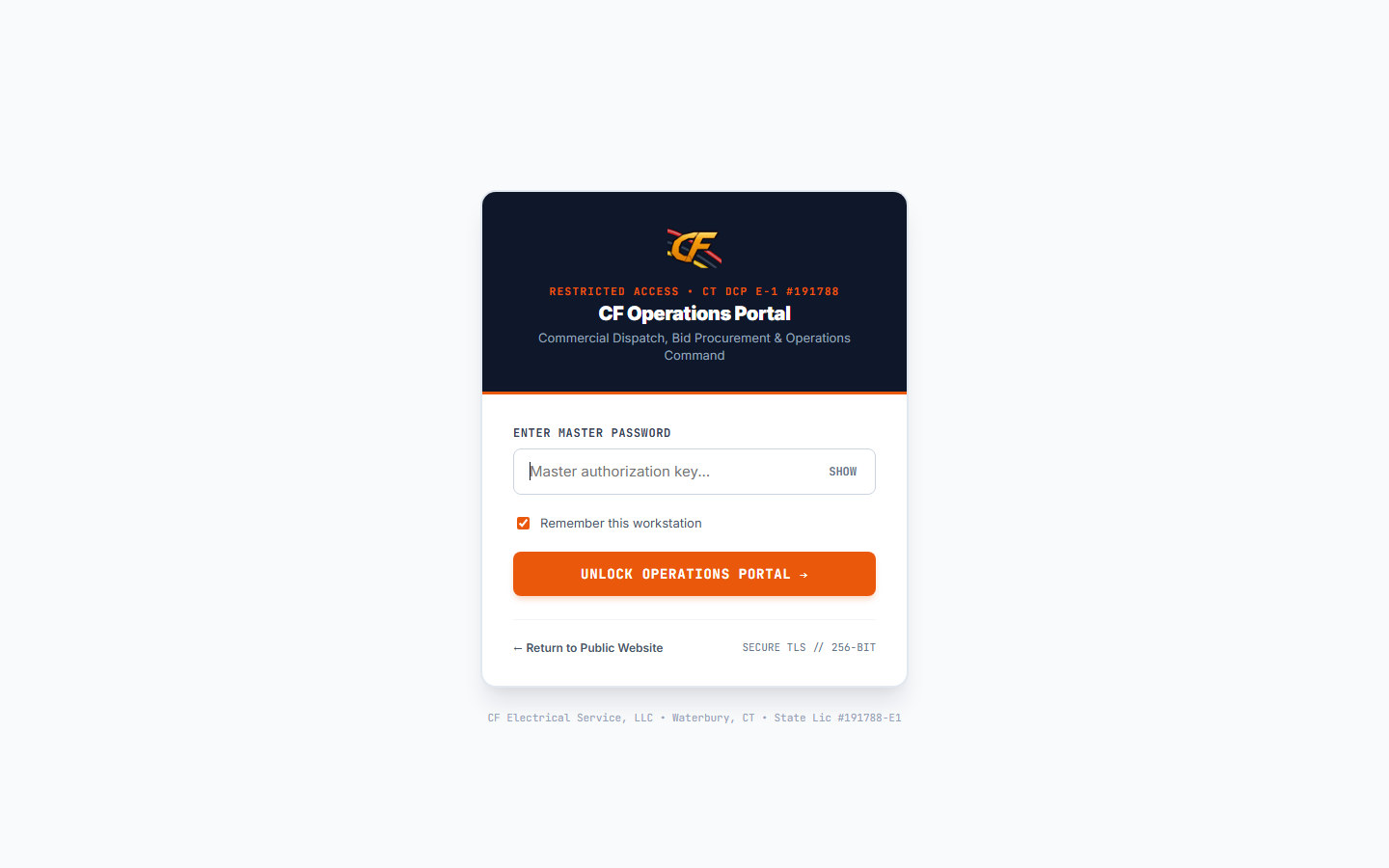 Restricted-Access 5-Subsystem Commercial Dispatch & Field Operations Portal