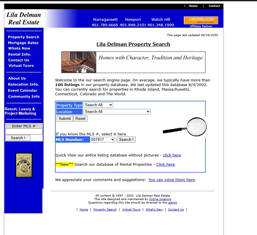 August 4, 2002 Lila Delman Property & Rental Database Search Engine