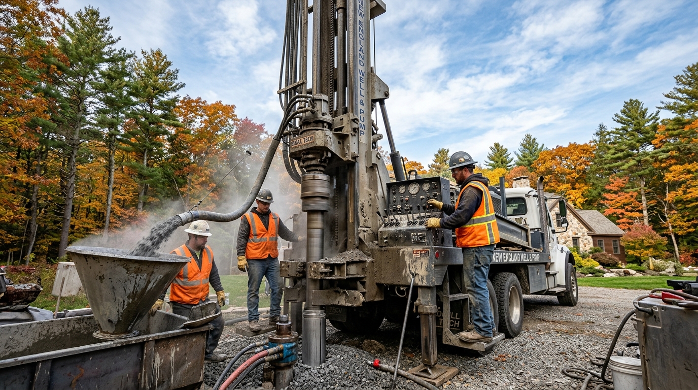 Deep Crystalline Bedrock Rotary Water Well Rig in Action