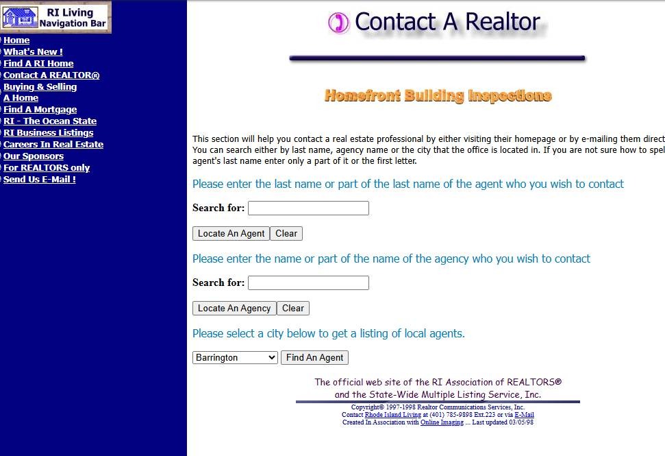March 5, 1998 "Contact A Realtor" Database Search — Partial-String Wildcard & 39-Town Lookup