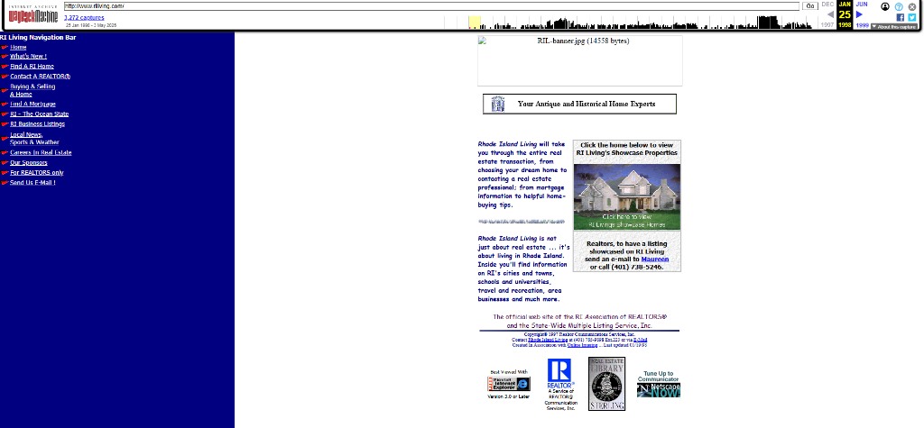January 25, 1998 Wayback Machine Capture — Official Launch of RILiving.com (Page Dated 01/19/98)